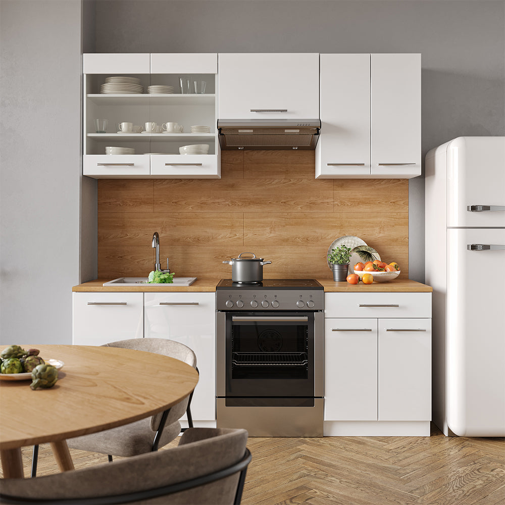 Vicco Cucina componibile Bianco lucido/bianco 200 cm , PL Antracite