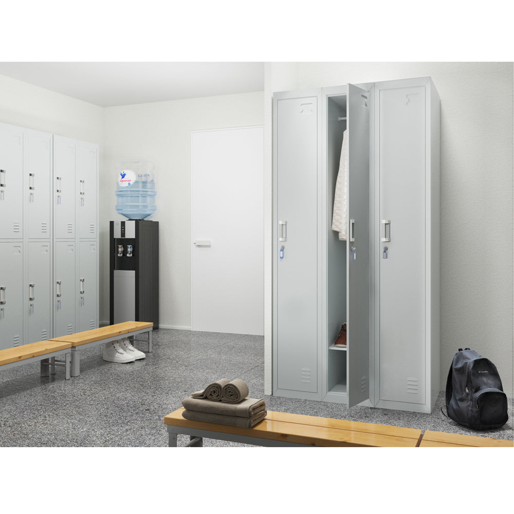 Vicco Armadietto per spogliatoi Grigio 90 x 180 cm 3 scomparti