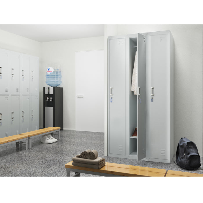 Vicco Armadietto per spogliatoi Grigio 90 x 180 cm 3 scomparti