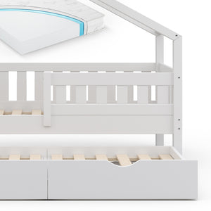 Vitalispa Letto montessori bambini Bianco 80x160 cm con letto per ospiti e materasso