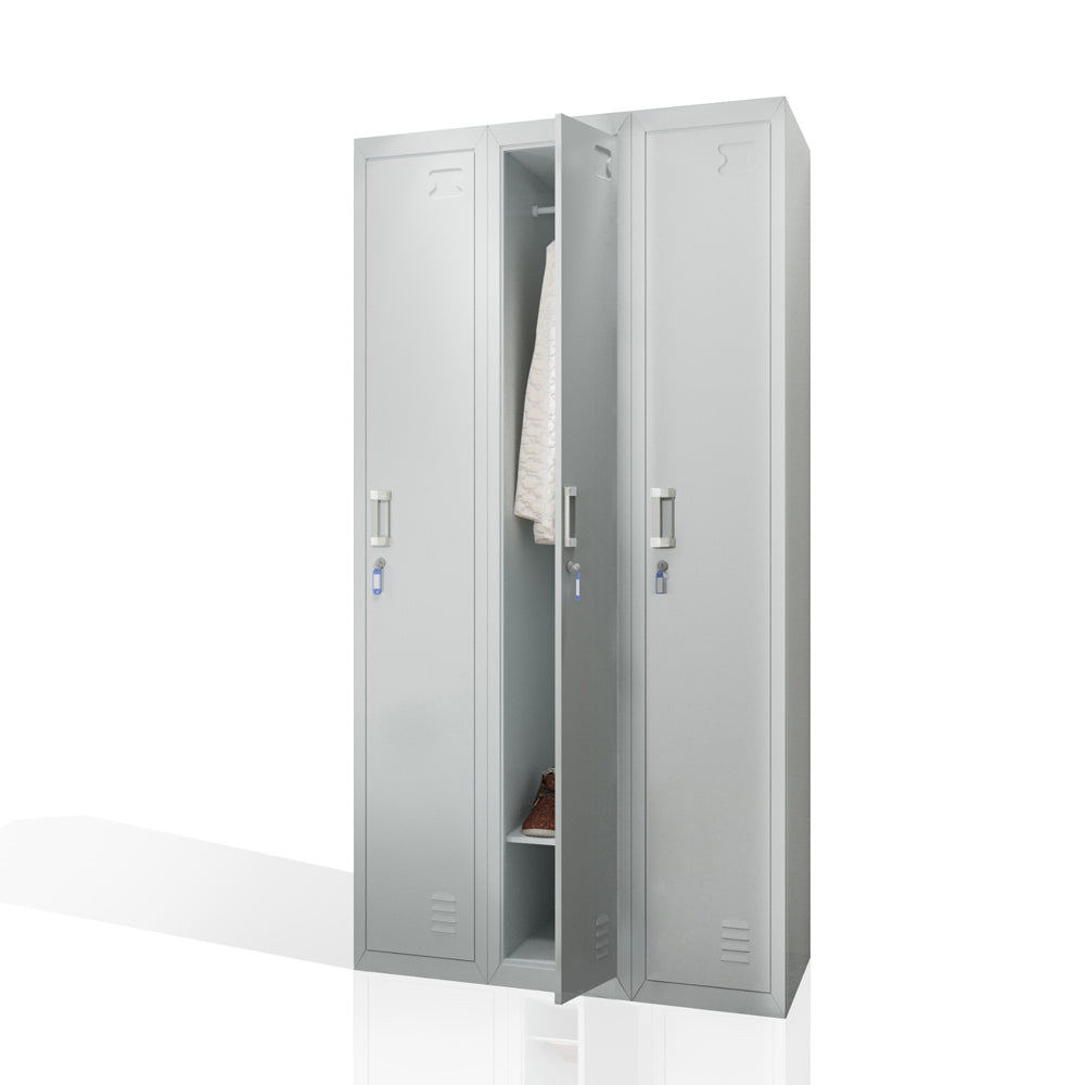 Vicco Armadietto per spogliatoi Grigio 90 x 180 cm 3 scomparti