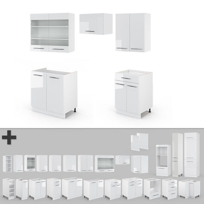 Vicco Cucina componibile Bianco lucido/bianco 200 cm , PL Antracite