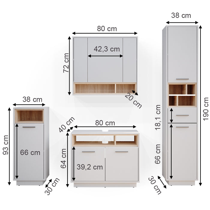 Vicco Set mobili bagno Bianco 4 parti