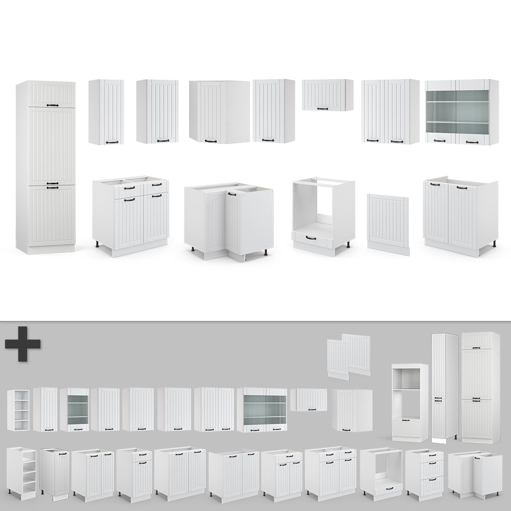 Vicco Cucina angolare completa Casa di campagna bianca/bianco 227 x 287 cm , PL Antracite