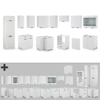 Vicco Cucina angolare completa Casa di campagna bianca/bianco 227 x 60 cm senza piano di lavoro