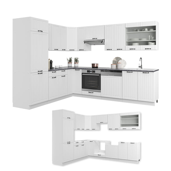 Vicco Cucina angolare completa Casa di campagna bianca/bianco 227 x 287 cm , PL Marmo