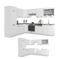 Vicco Cucina angolare completa Casa di campagna bianca/bianco 227 x 60 cm senza piano di lavoro