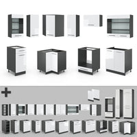 Vicco Cucina angolare completa Bianco lucido/antracite 160 x 190 cm , PL Rovere