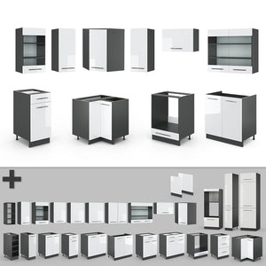 Vicco Cucina angolare completa Bianco lucido/antracite 160 x 190 cm , PL Antracite
