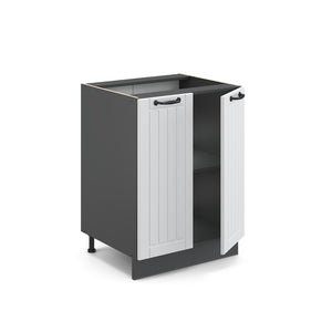 Vicco Mobiletto base cucina Bianco casa di campagna 60 cm , PL Rovere