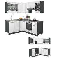 Vicco Cucina angolare completa Bianco lucido/antracite 160 x 190 cm , PL Rovere