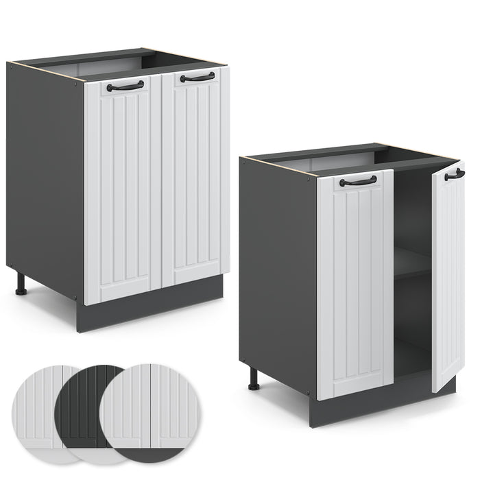 Vicco Mobiletto base cucina Bianco casa di campagna 60 cm , PL Antracite