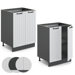 Vicco Mobiletto base cucina Bianco casa di campagna 60 cm , PL Rovere