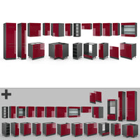 Vicco Cucina angolare completa Bordeaux lucido/antracite 347 x 257 cm , PT Antracite