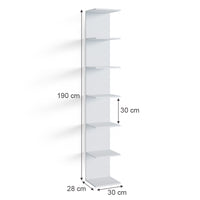 Vicco Scaffale a muro per la camera dei bambini Bianco 30 x 190 cm Con 6 scomparti aperti