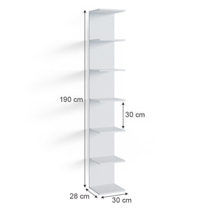 Vicco Scaffale a muro per la camera dei bambini Bianco 30 x 190 cm Con 6 scomparti aperti