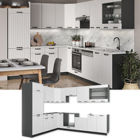 Vicco Cucina angolare completa Bianco casa di campagna/antracite 227 x 287 cm , PL Antracite