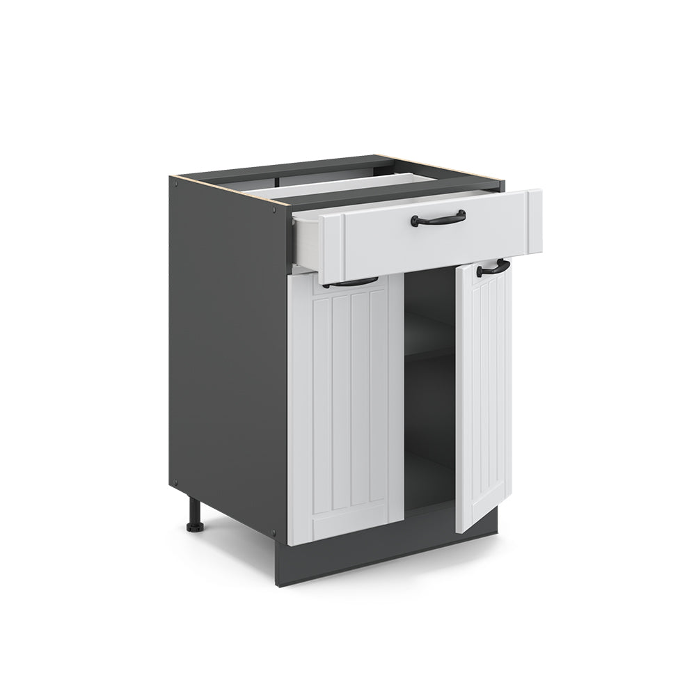 Vicco Mobiletto base per cucina Bianco casa di campagna 60 cm con cassetto, PL Marmo