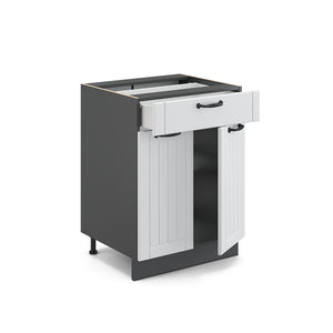 Vicco Mobiletto base per cucina Bianco casa di campagna 60 cm con cassetto, PL Marmo