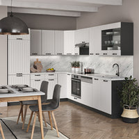 Vicco Cucina angolare completa Bianco casa di campagna/antracite 227 x 287 cm , PL Antracite