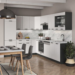 Vicco Cucina angolare completa Bianco casa di campagna/antracite 227 x 287 cm , PL Antracite