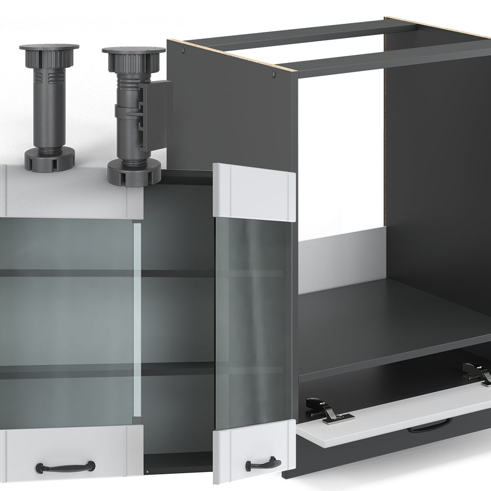 Vicco Cucina angolare completa Bianco casa di campagna/antracite 227 x 287 cm , PL Marmo