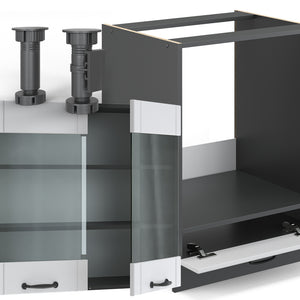 Vicco Cucina angolare completa Bianco casa di campagna/antracite 227 x 287 cm , PL Marmo