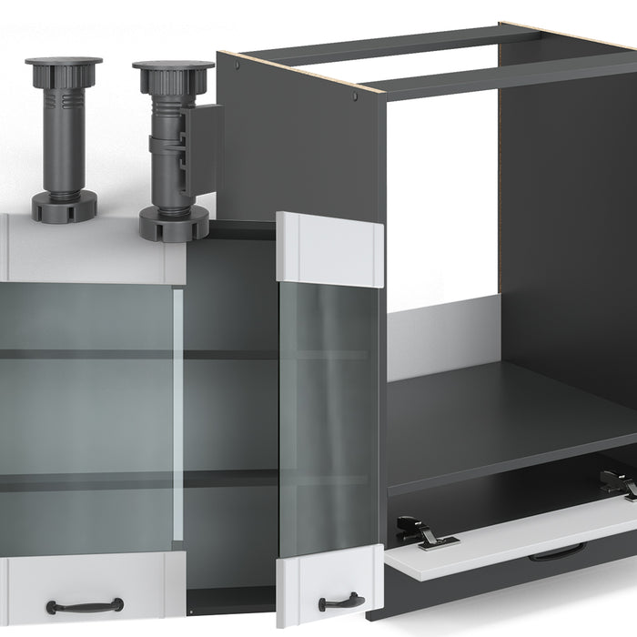 Vicco Cucina angolare completa Bianco casa di campagna/antracite 227 x 287 cm , PL Antracite