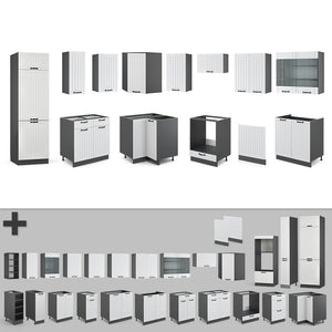 Vicco Cucina angolare completa Bianco casa di campagna/antracite 227 x 287 cm , PL Marmo