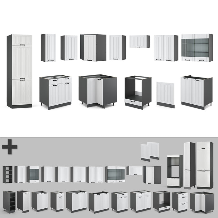 Vicco Cucina angolare completa Bianco casa di campagna/antracite 227 x 287 cm , PL Antracite