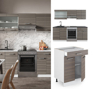Vicco Cucina componibile Grigio prezioso/bianco 200 cm , PL Rovere