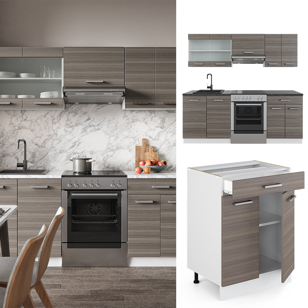 Vicco Cucina componibile Grigio prezioso/bianco 200 cm , PL Antracite