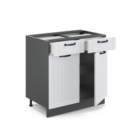 Vicco Mobiletto base per cucina Bianco casa di campagna 80 cm , PL Marmo