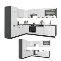 Vicco Cucina angolare completa Bianco casa di campagna/antracite 227 x 287 cm , PL Antracite