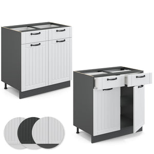 Vicco Mobiletto base per cucina Bianco casa di campagna 80 cm , PL Marmo