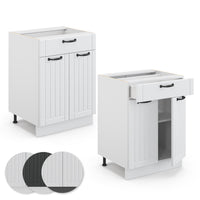 Vicco Mobiletto base per cucina Bianco casa di campagna 60 cm con cassetto, PL Antracite