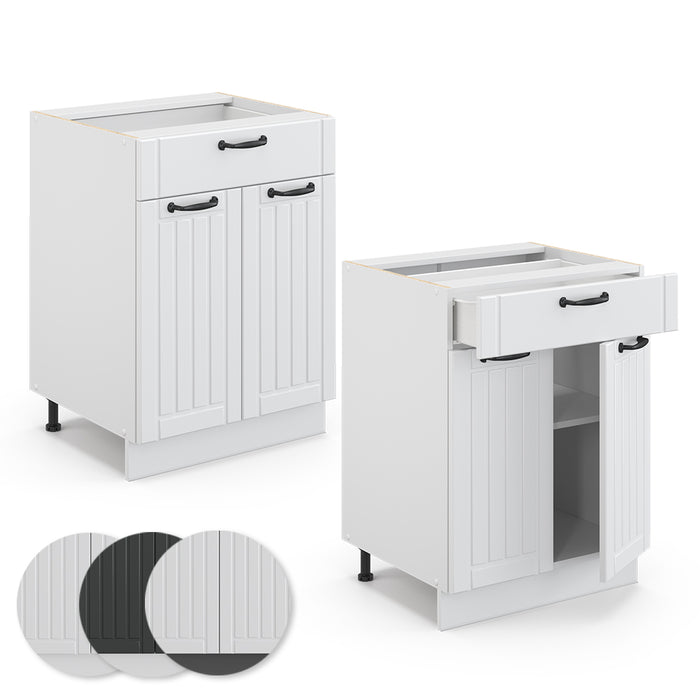 Vicco Mobiletto base per cucina Bianco casa di campagna 60 cm con cassetto, PL Antracite