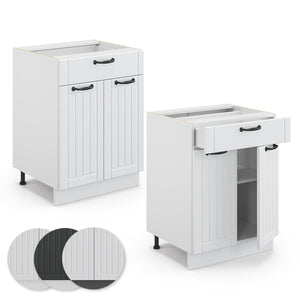 Vicco Mobiletto base per cucina Bianco casa di campagna 60 cm con cassetto, PL Rovere