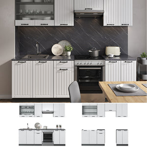 Vicco Cucina componibile Bianco casa di campagna/antracite 240 cm , PL Rovere