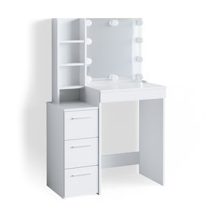 Vicco Tavolo da toeletta Bianco 40 cm con illuminazione a LED