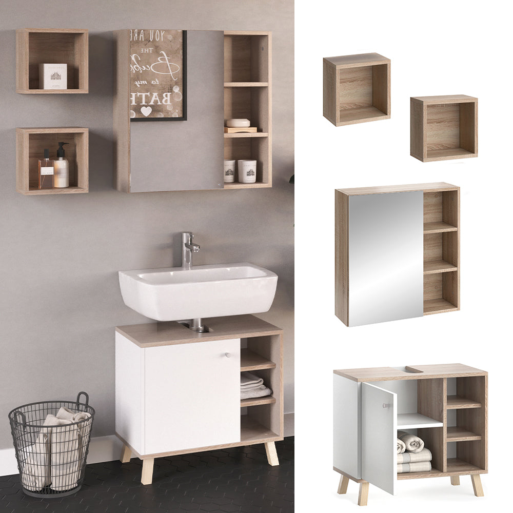 Vicco Set mobili bagno Bianco 3 parti
