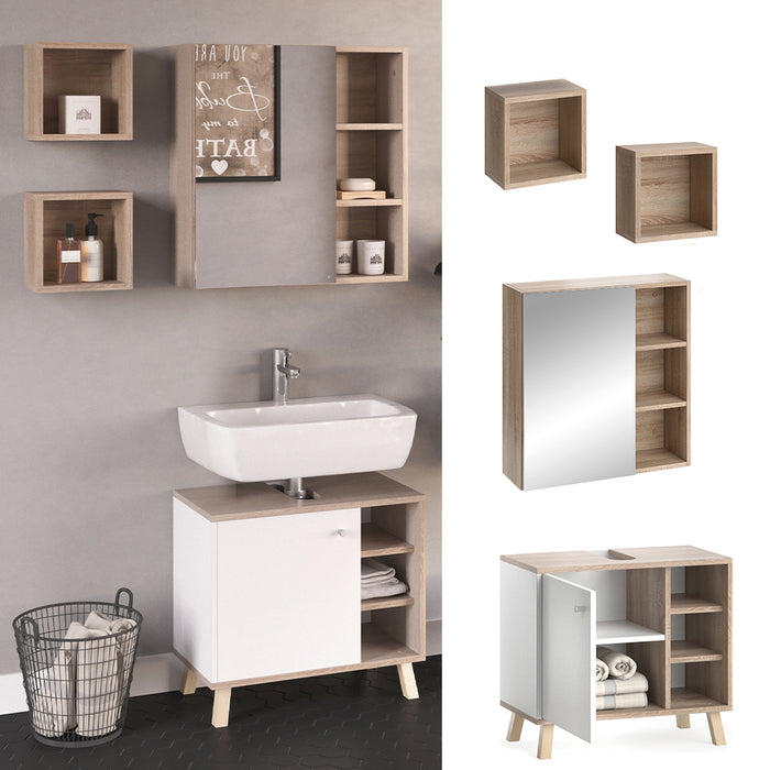 Vicco Set mobili bagno Bianco 3 parti