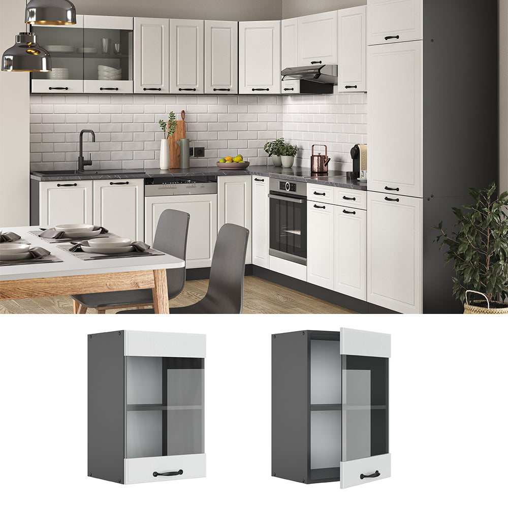 Vicco Mobile da cucina in vetro Bianco casa di campagna 40 cm