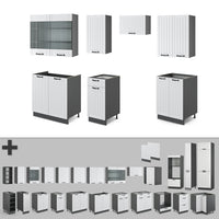 Vicco Cucina componibile Bianco casa di campagna/antracite 240 cm , PL Rovere