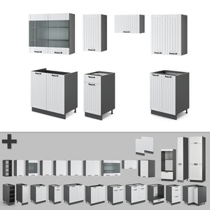 Vicco Cucina componibile Bianco casa di campagna/antracite 240 cm , PL Rovere