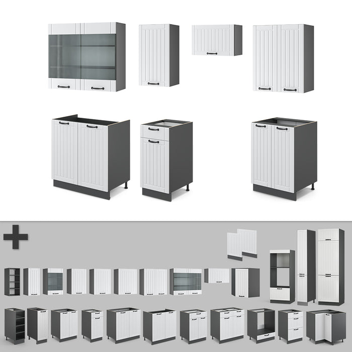 Vicco Cucina componibile Bianco casa di campagna/antracite 240 cm , PL Rovere