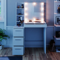 Vicco Tavolo da toeletta Bianco 40 cm con illuminazione a LED