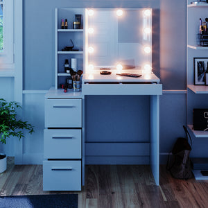 Vicco Tavolo da toeletta Bianco 40 cm con illuminazione a LED