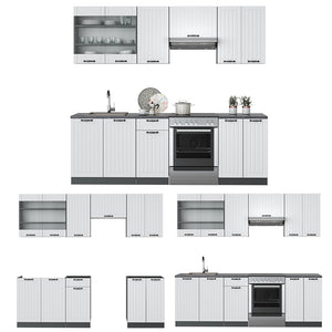 Vicco Cucina componibile Bianco casa di campagna/antracite 240 cm , PL Rovere