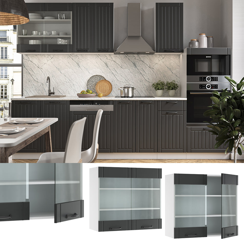 Vicco Mobile da cucina in vetro Antracite casa di campagna 80 cm
